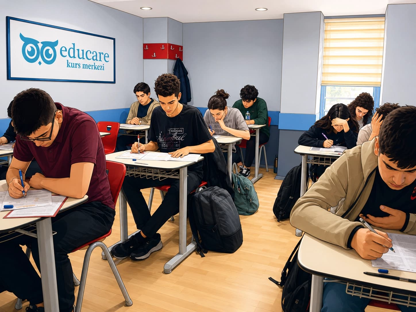 Deneme sınavına hazırlanan öğrenci