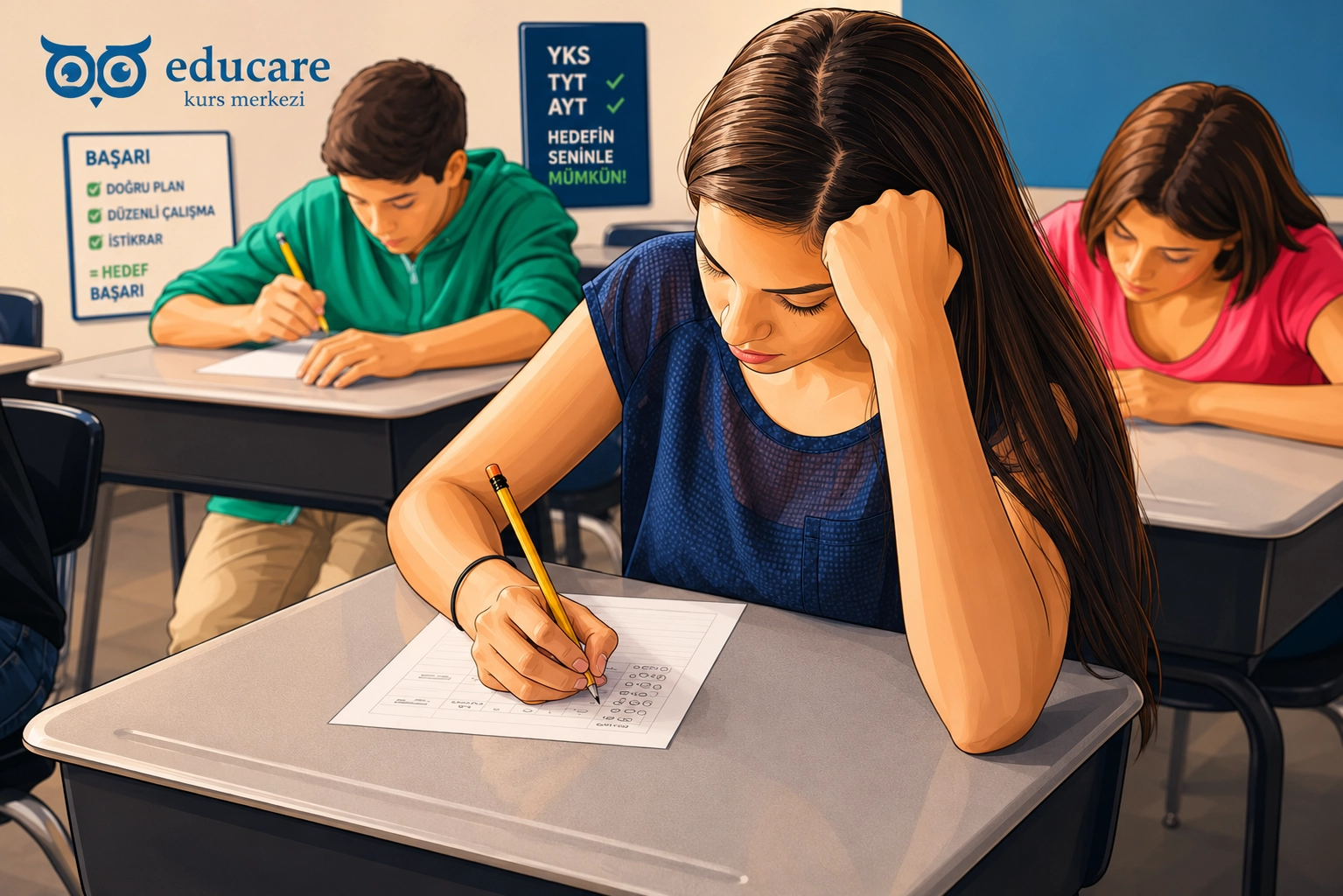 Educare düzenli deneme sınavına katılan öğrenci